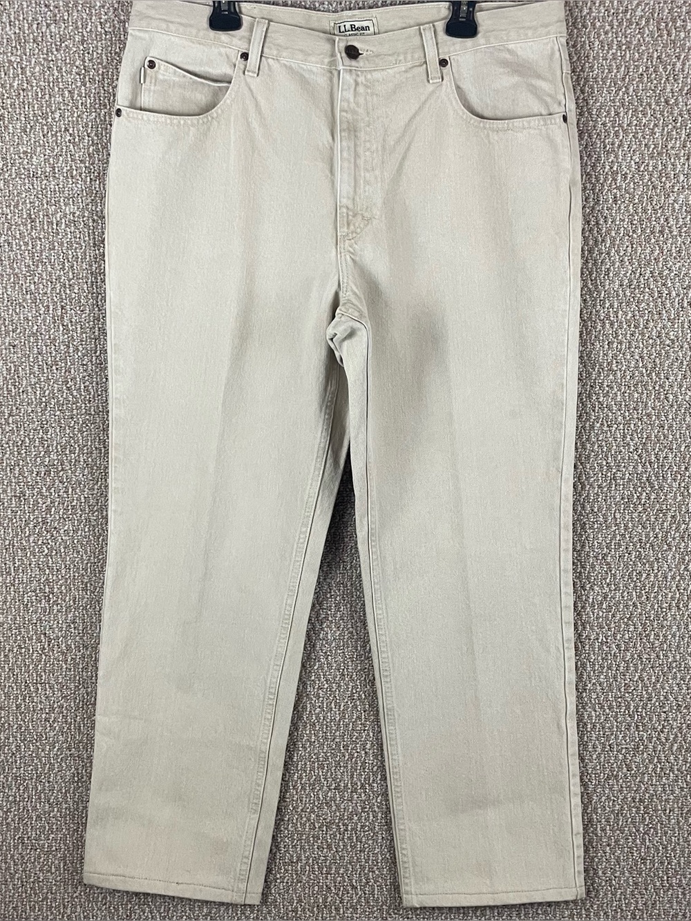 LL Bean Jeans Mens Pants 38x32 Beige Denim Classic Fit Casual Casual D88